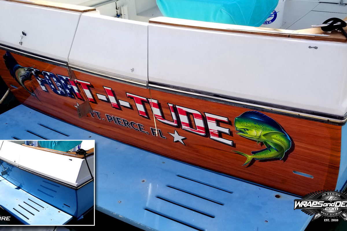 Faux Teak Transom Wrap